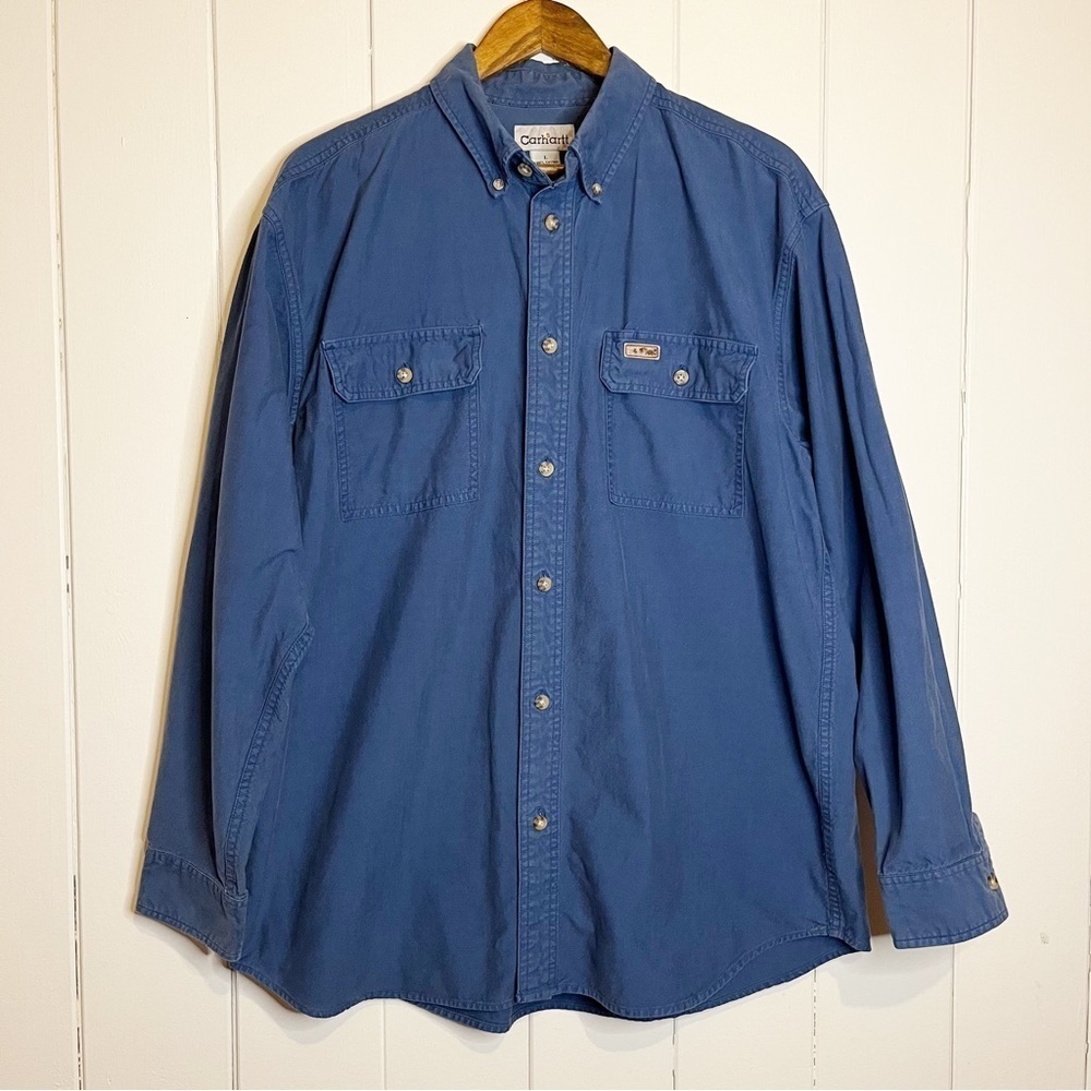 Carhartt Blue Button Down Shirt. Size Large.